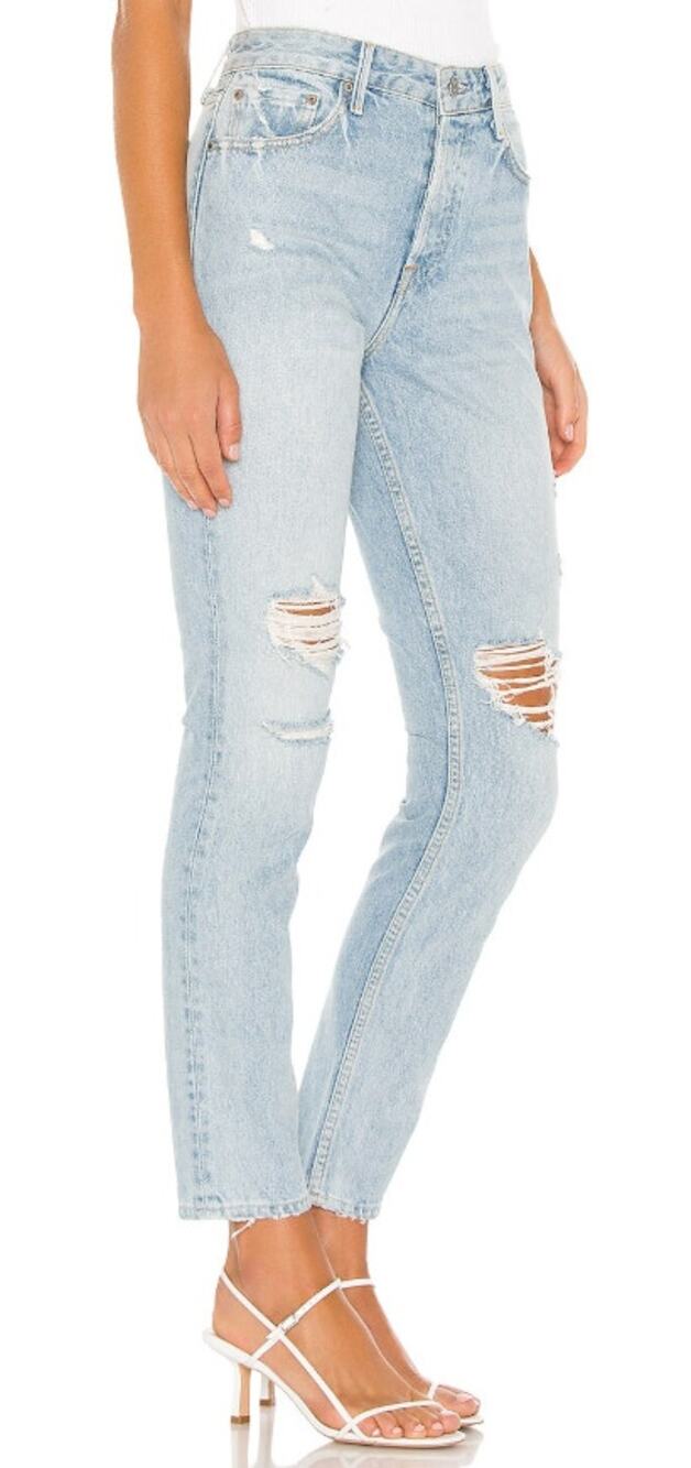 GRLFRND (new) Denim light wash distressed slim tapered Karolina jeans Dont Speak